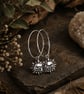 Silver Sun Face Hoop Earrings - Celestial Boho Charm Hoops