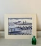 Bothy in the snow, original embroidered textile print - Image 4