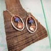 Earrings, Sterling Silver, Copper, Sodalite and Ruby Dropper Earrings