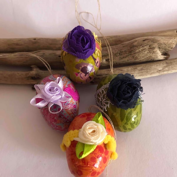 4 hand decorated Easter eggs