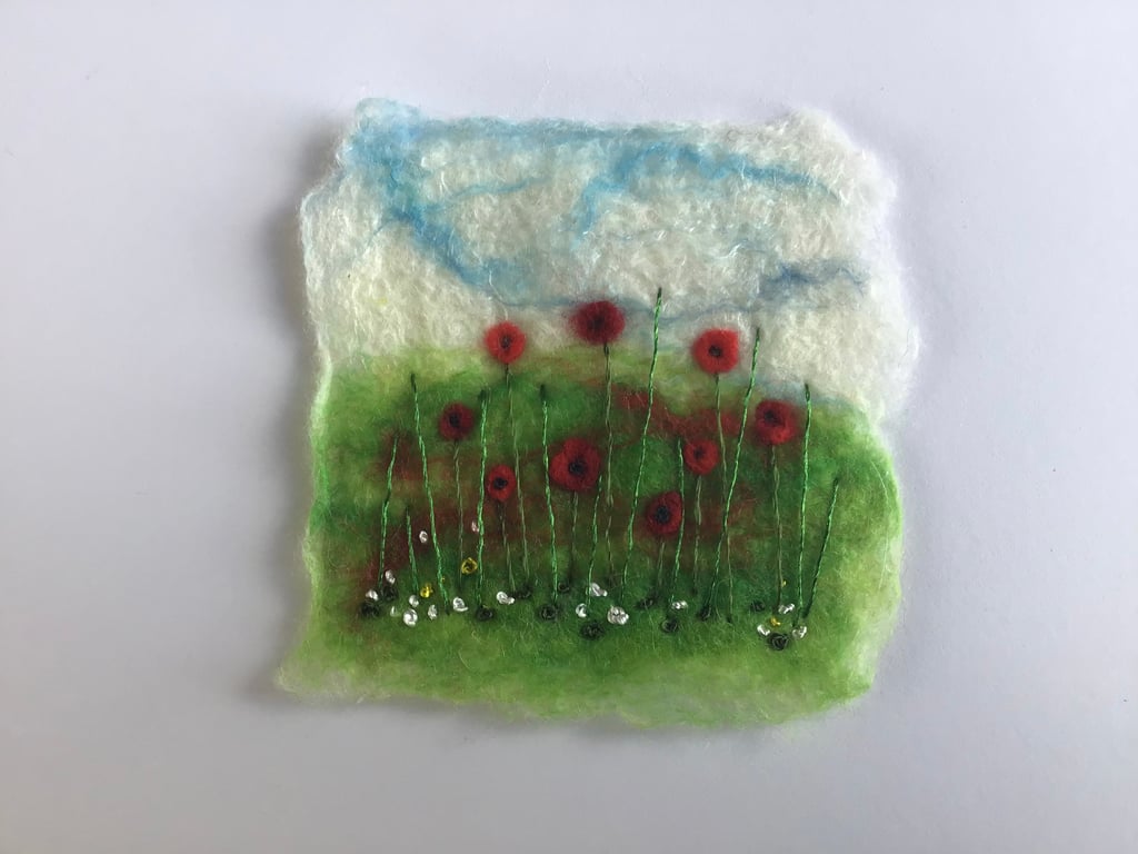 Poppy picture. Wool felt and embroidery 