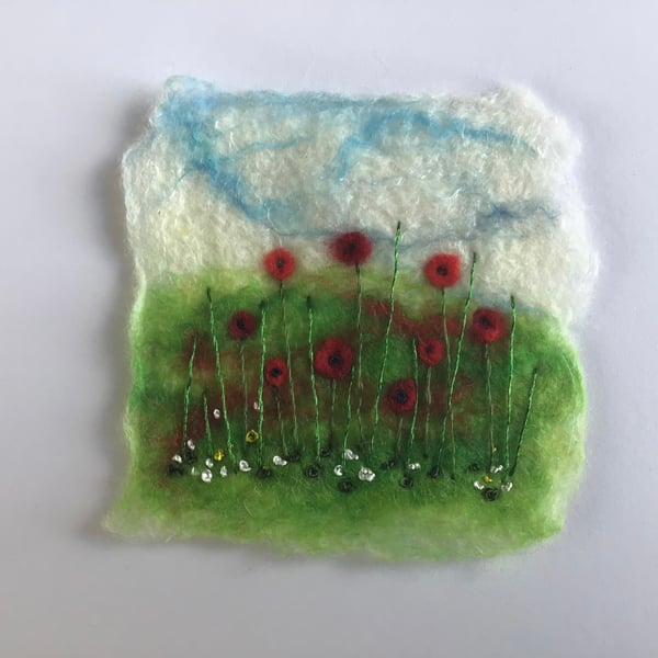 Poppy picture. Wool felt and embroidery 