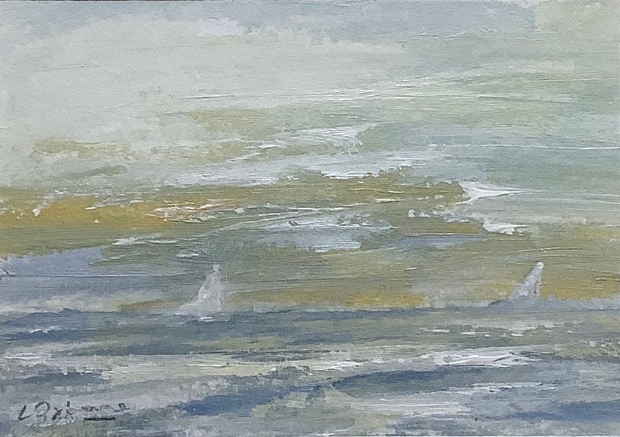 Morning Sail - miniature acrylic seascape painting