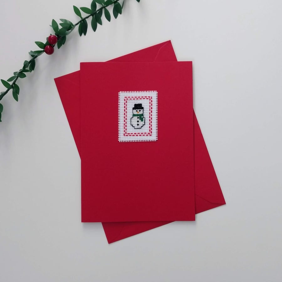 Christmas card - Snowman (design 4) cross stitch