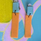 Clip on ,  colour-block statement earrings - rectangular