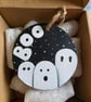 Hand Painted Halloween Ghost Family Wooden Slice – Cute Spooky Wall Hanging - Image 3