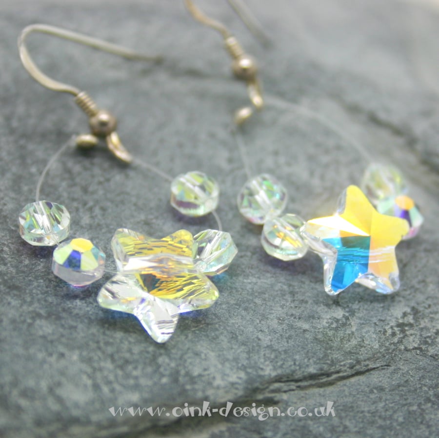  Sterling silver swarovski crystal drop earrings