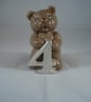 Ceramic Birthday Celebration Animal Bear Figurine Number Four Ornament. - Image 1