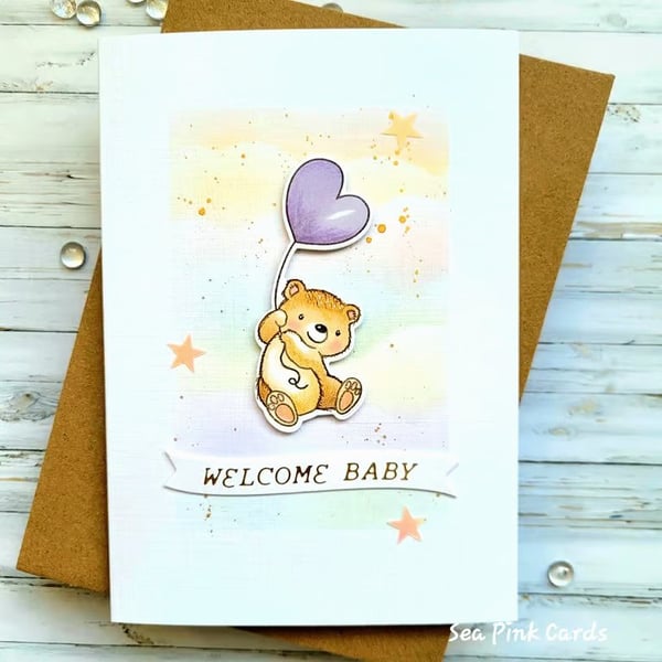 Teddy New Baby Card - baby congrats, new parents, grandparents