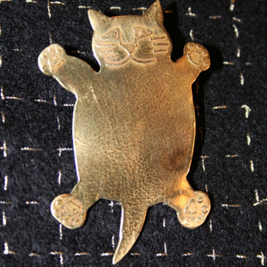 Lightly textured fat cat brooch