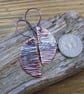 Aged copper half moon 'ripple' earrings, boho style  - Image 3