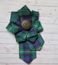 Large Tartan Ruffle Rosette Scottish Brooch Pin  - Image 2