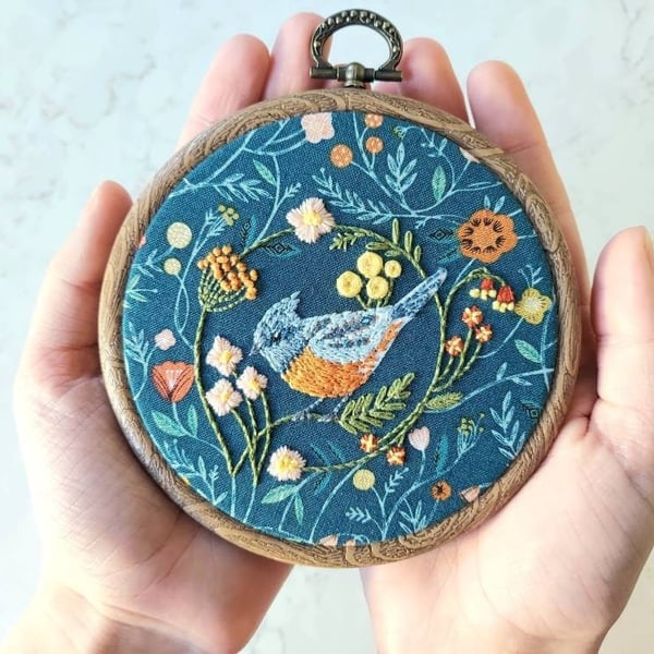 Little Nuthatch Hand Embroidered Hoop