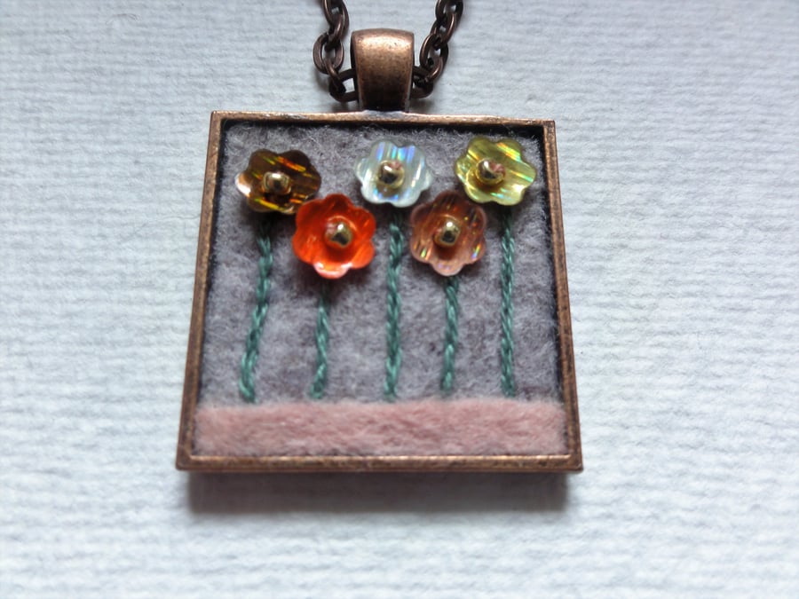 Hand made Felt and Embroidery Pendant