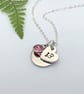 Silver Personalised 13th Birthday Name Age & Birthstone Necklace Heart - Image 6