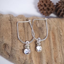 Earrings, Argentium Silver Pebble Drops