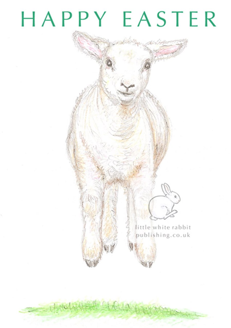 Lamb Jumping - Easter Card
