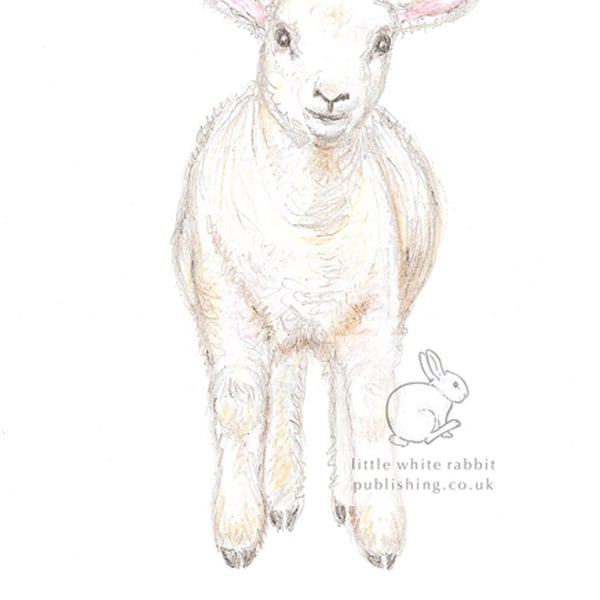 Lamb Jumping - Easter Card