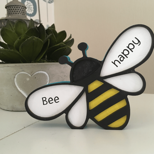 Bee happy chunky wood freestanding  bee 