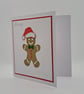 Handmade Gingerbread Man Christmas Card with Santa Hat – 5 x 5 Inch Square - Image 2