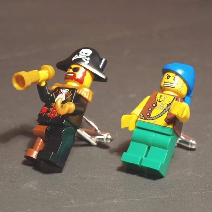 Pirate Cufflinks of Captain and Mate in Lego Minifigures