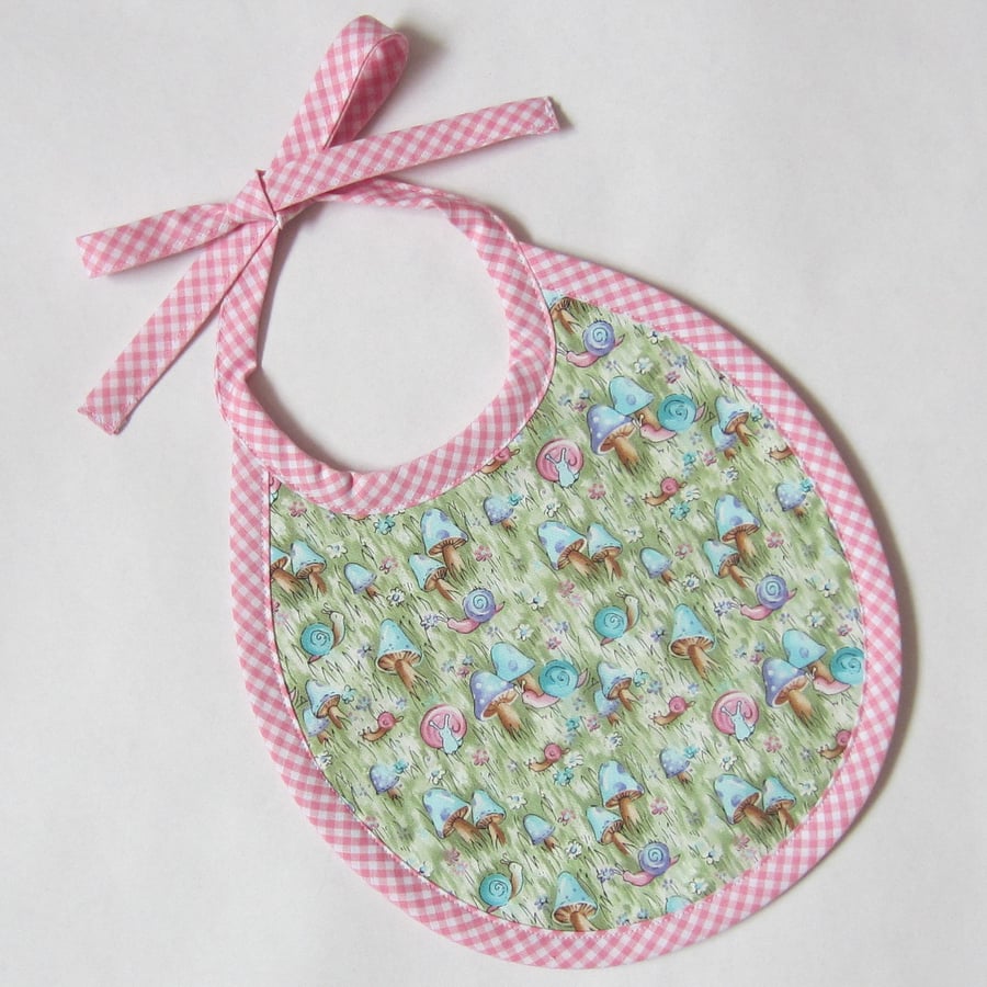 Snail and Toadstool First Size Babies Bib