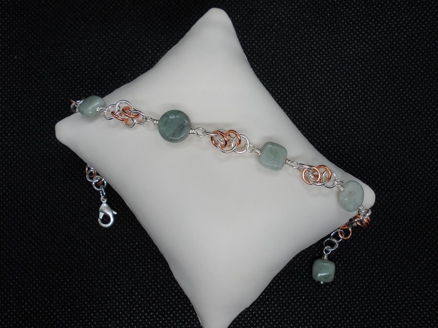 SALE - Jadeite and chainmaille bracelet