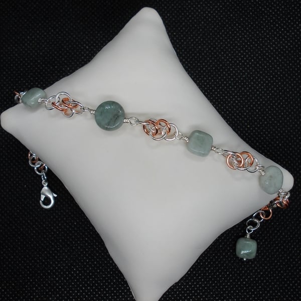 Jadeite and chainmaille bracelet
