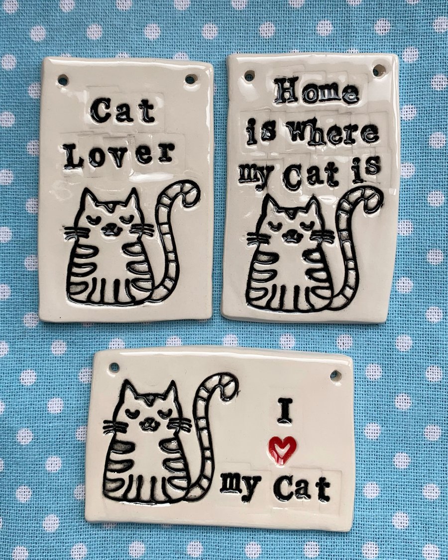 I Love My Cat Ceramic Hanging Tile