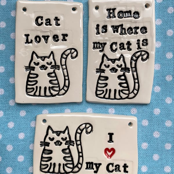 I Love My Cat Ceramic Hanging Tile