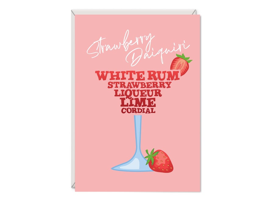 Strawberry Daiquiri Cocktail Birthday Card