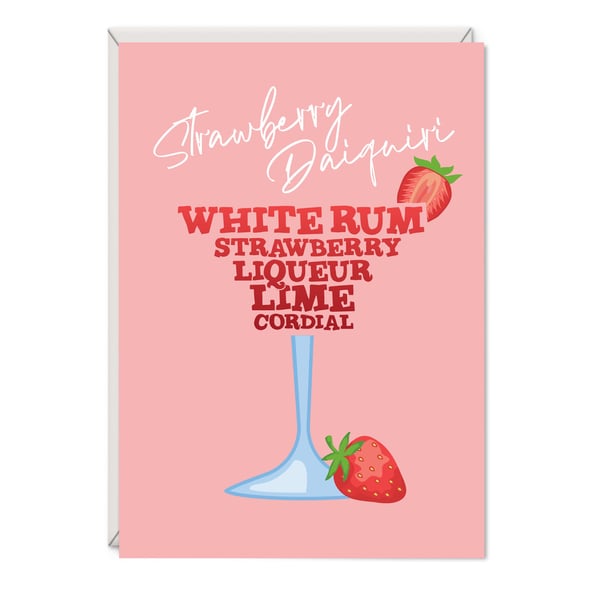 Strawberry Daiquiri Cocktail Birthday Card