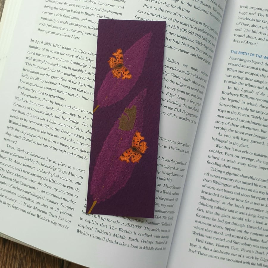 Comma Butterfly and Buddleia Bookmark