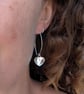 Sterling Silver Hammered Heart Long Earrings - JBJ1106 - Image 5