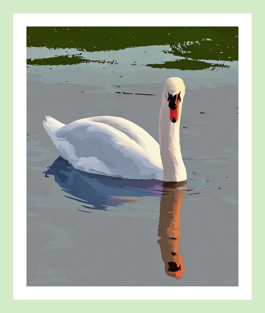 Swan on the Fens Norfolk Greeting Card A5 Size 