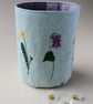 Fabric Pencil Pot with Embroidered Spring Flowers - Image 3