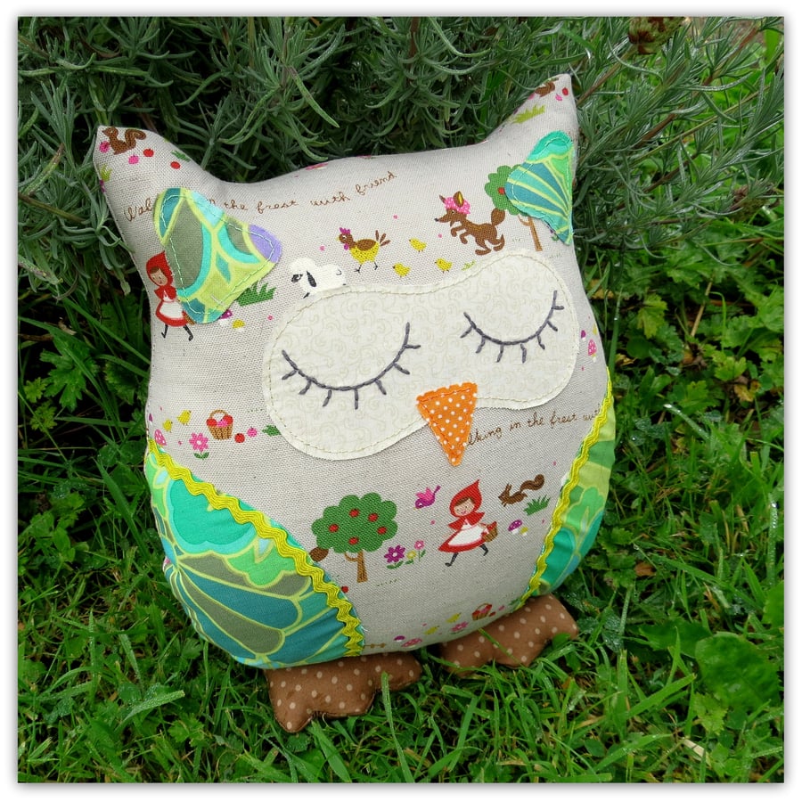Gretel, a 23cm tall owl cushion. 