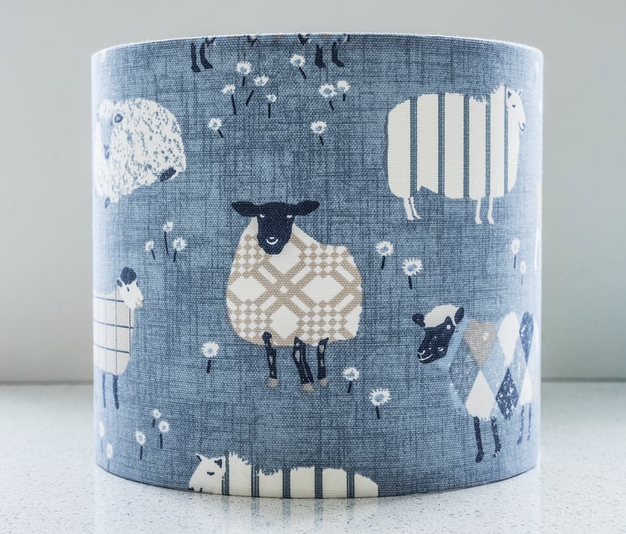 20cm round table lamp lampshade sheep blue child's room nursery playroom        