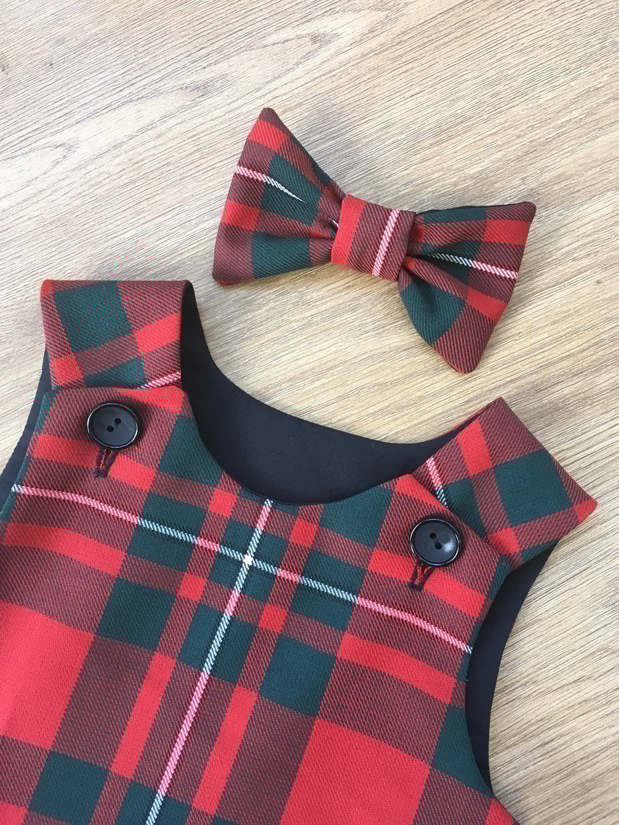 MacGregor Tartan Pinafore Dress and Hair Bow