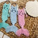Personalised Handmade Macrame Mermaid Keychain Keyring Bag Charm for Kids Pa