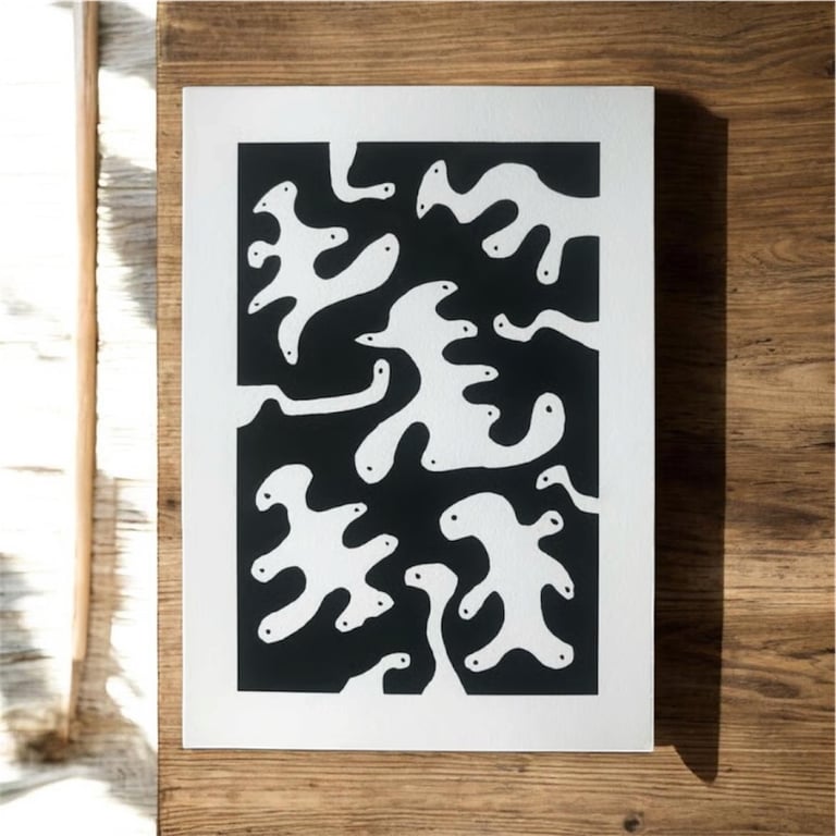 Blob 1 Monochrome Abstract Art Ink
