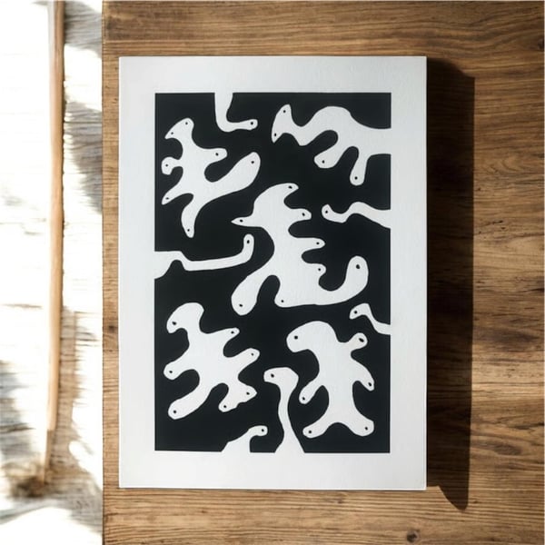 Blob 1 Monochrome Abstract Art Ink