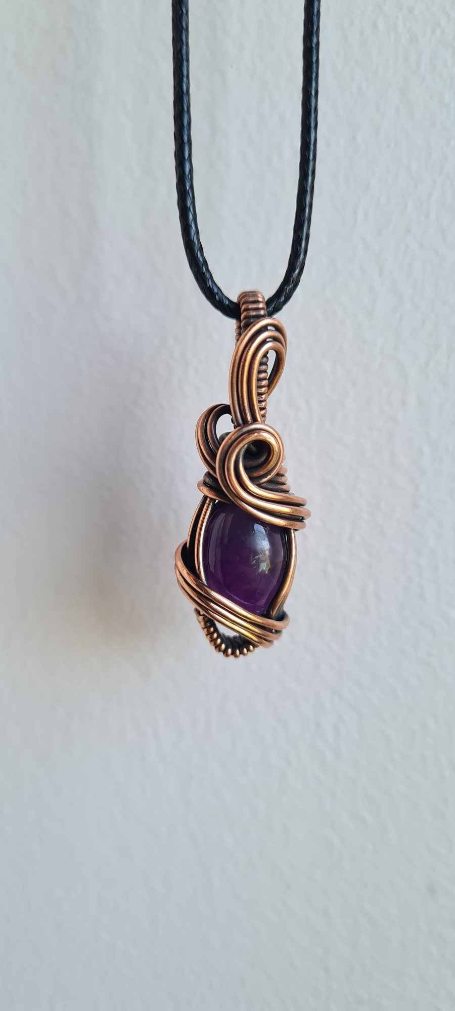 Natural Purple Amethyst & Copper Pendant Necklace Gift Crystal Jewellery Jewelry