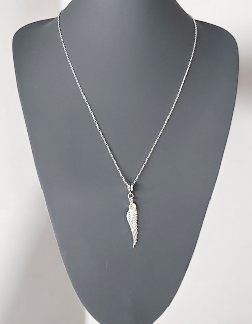 Sterling Silver Angel Wing  Heart Necklace, Personalised Jewellery Gift