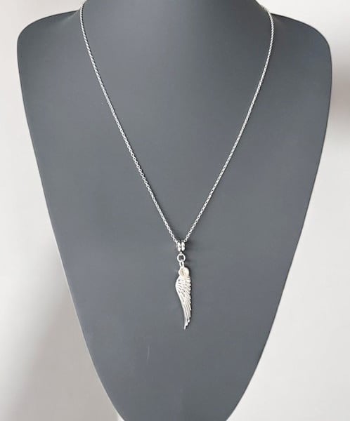 Sterling Silver Angel Wing  Heart Necklace, Personalised Jewellery Gift