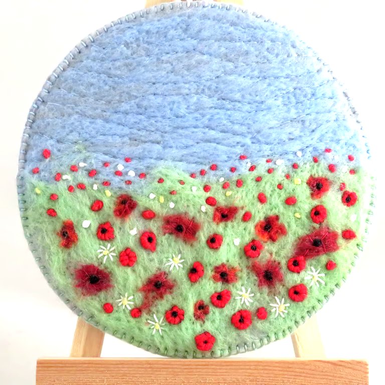 Embroidered Poppies Plaque Clearance item