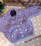 SALE Baby Girls Hand Knitted Lilac Flower Cardigan 3-9 months size - Image 2