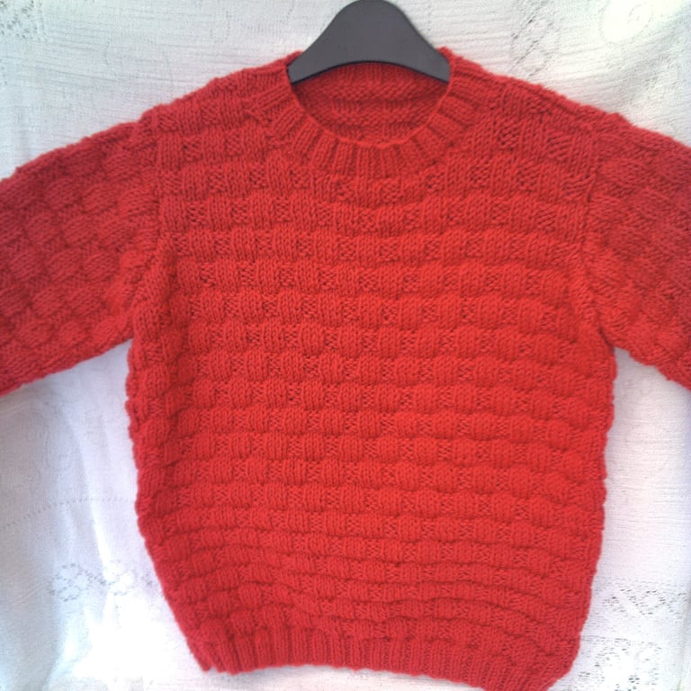 Basket Weave Patterned Child's Knitted Jumper, Unisex Jumper, Birthday Gift