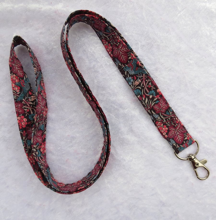 Liberty Tana Lawn lanyard, with swivel lobster clip, Vine Thief