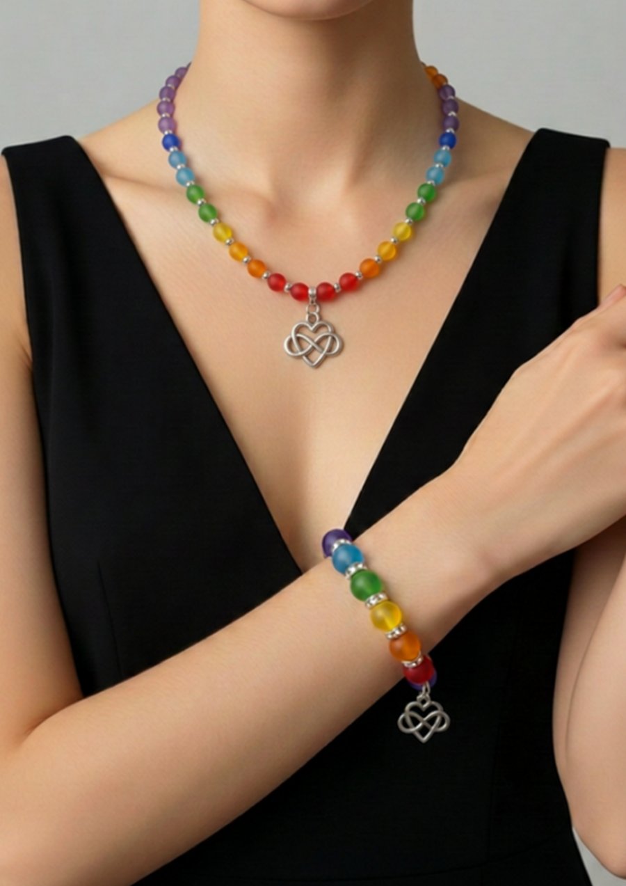 Bracelet and necklace beaded set